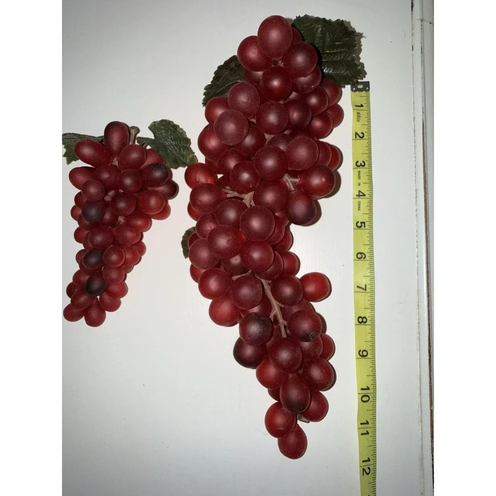 Vintage Dark Red Grape‎ Clusters Plastic Lot Of 2 Realistic Lightweight